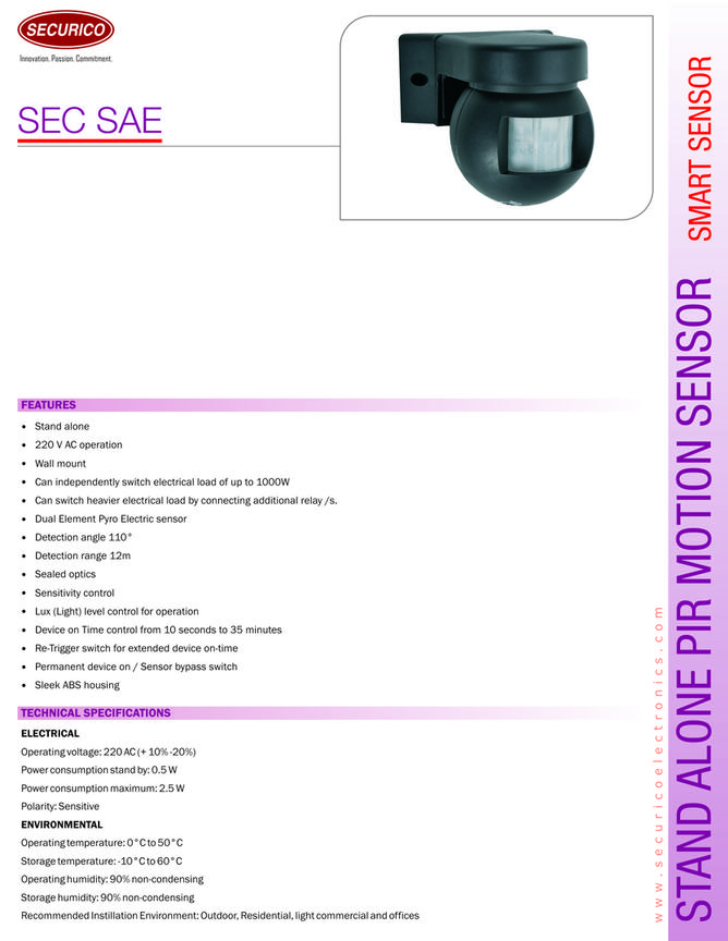 Securico PIR Motion Sensor Wall Mount SEC SAE