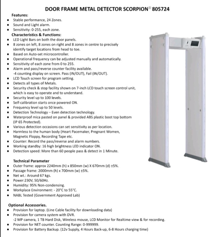 Door Frame Metal Detector 24 Zone