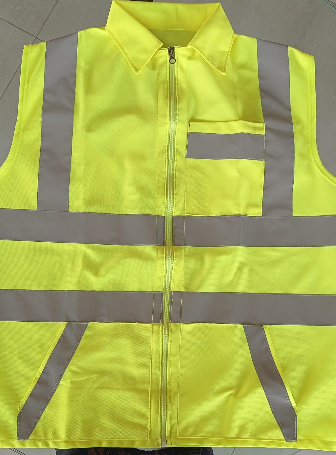 Reflective Jacket Executive Jacket Front Zipper Opening with 3 Pockets