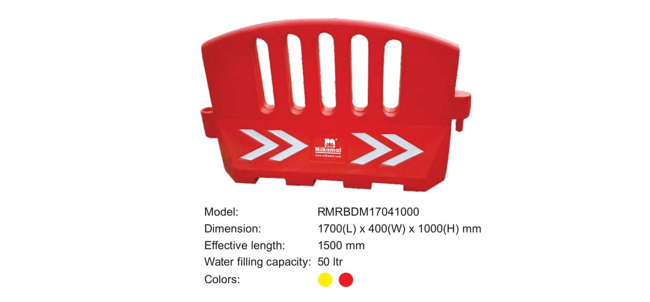 Water Filled Road Barrier 1700 L X400 W X 1000 H mm