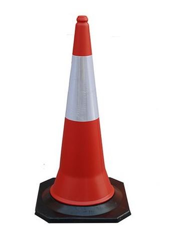 Safety Cone Rubber Base 1000mm Red