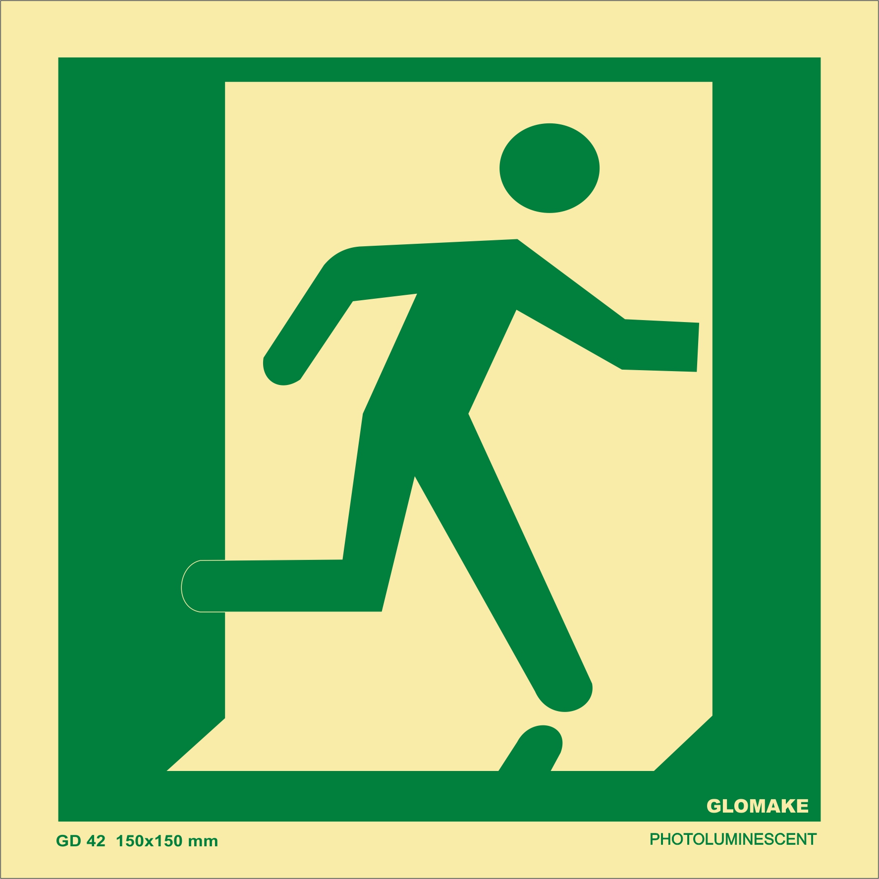 KTI Photo Luminescent Emergency Exit Man Symbol Right Signage Size 150 x 150