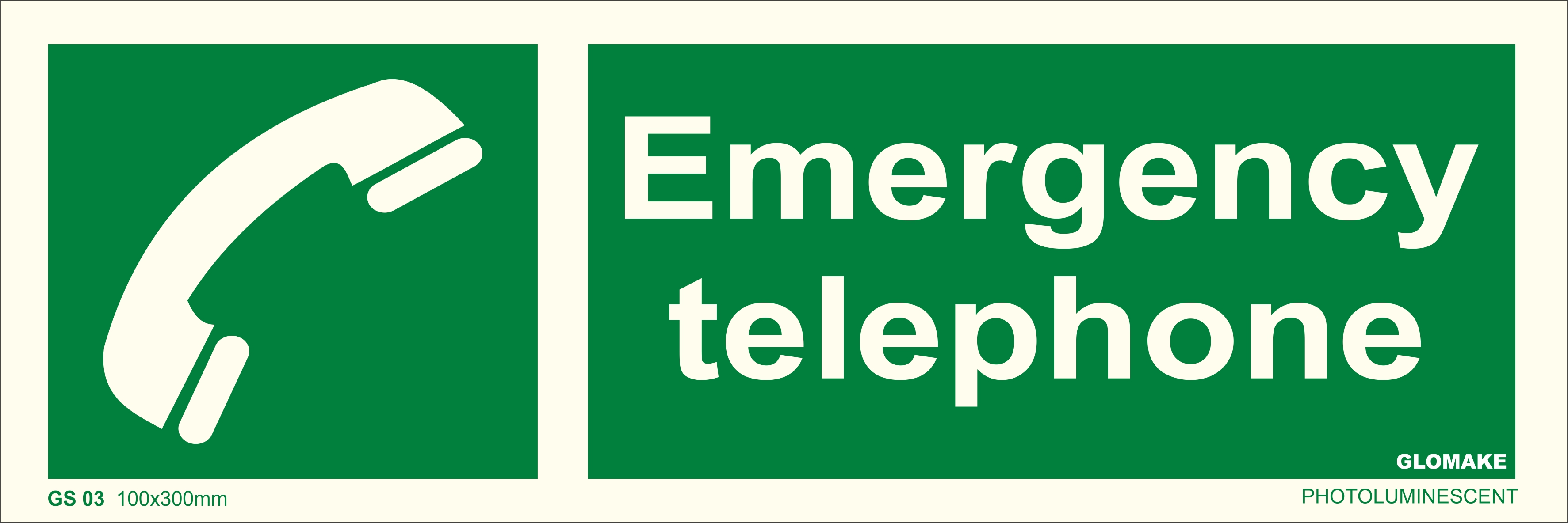KTI Photo Luminescent Emergency Telephone 100X300mm